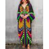 imageBsubseach Women Solid Color Cover Up V Neck Batwing Sleeve Plus Size Beach Kaftan DressesEgreen