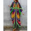 imageBsubseach Women Solid Color Cover Up V Neck Batwing Sleeve Plus Size Beach Kaftan DressesEgreen