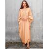 imageBsubseach Women Solid Color Cover Up V Neck Batwing Sleeve Plus Size Beach Kaftan DressesFapricot