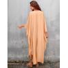 imageBsubseach Women Solid Color Cover Up V Neck Batwing Sleeve Plus Size Beach Kaftan DressesFapricot