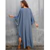 imageBsubseach Women Solid Color Cover Up V Neck Batwing Sleeve Plus Size Beach Kaftan DressesFdenim Color