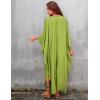 imageBsubseach Women Solid Color Cover Up V Neck Batwing Sleeve Plus Size Beach Kaftan DressesFlight Green