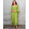 imageBsubseach Women Solid Color Cover Up V Neck Batwing Sleeve Plus Size Beach Kaftan DressesFlight Green