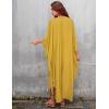 imageBsubseach Women Solid Color Cover Up V Neck Batwing Sleeve Plus Size Beach Kaftan DressesFyellow