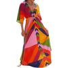 imageBsubseach Kaftan Dresses for Women Bathing Suit Cover Up Beach Caftan with Drawstring