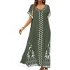 imageBsubseach Kaftan Dresses for Women Swimsuit Coverup Beach Caftans Cover Ups for Swimwear Loungewear Bird EmbroideryLarmy Green