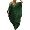 imageBsubseach Turkish Cold Shoulder Kaftan Dresses Swimsuit Cover Up Maxi Dress Beach Cover UpsCdark Green