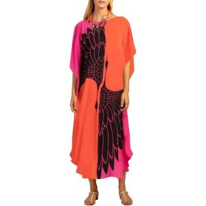 imageBsubseach Colorful Kaftan Dresses for Women Long Bathing Suit Cover Ups Maxi Beach Coverups CaftanKorange Black