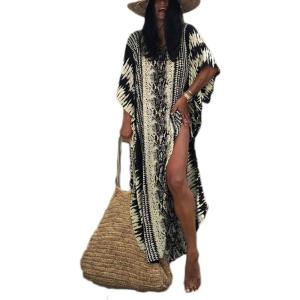 imageBsubseach Kaftan Dresses for Women Kaftan Cover Ups Swimwear Plus Size Tie Dye Kaftans Maxi Dress Long Beach Cover UpAblack