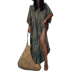 imageBsubseach Kaftan Dresses for Women Kaftan Cover Ups Swimwear Plus Size Tie Dye Kaftans Maxi Dress Long Beach Cover UpCarmy Green