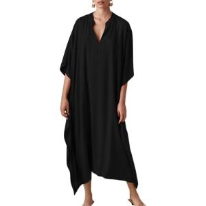 imageBsubseach Women Kaftan Dresses Caftan Loungewear Maxi Dress Swimsuit Cover Up BeachwearBblack