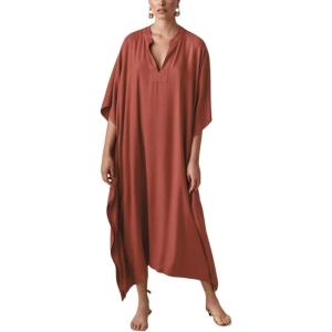 imageBsubseach Women Kaftan Dresses Caftan Loungewear Maxi Dress Swimsuit Cover Up BeachwearBorange Red