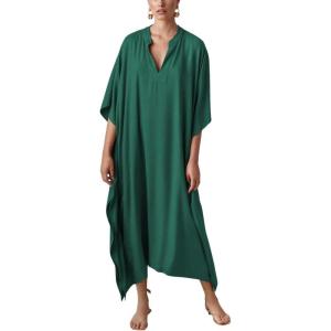 imageBsubseach Women Kaftan Dresses Caftan Loungewear Maxi Dress Swimsuit Cover Up BeachwearBpeacock Green
