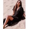 imageBsubseach Black Long Half Sleeve Beach Kaftan Dress Women Casual V Neck Side Slit Swimwear Bikini Cover Up
