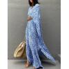 imageBsubseach Cheetah Plus Size Kaftan Dresses for Women Maxi Swimsuit Coverup Bathing Suit Caftans Long Cover Up Rayon SwimwearLeopard Blue