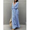 imageBsubseach Cheetah Plus Size Kaftan Dresses for Women Maxi Swimsuit Coverup Bathing Suit Caftans Long Cover Up Rayon SwimwearLeopard Blue