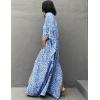 imageBsubseach Cheetah Plus Size Kaftan Dresses for Women Maxi Swimsuit Coverup Bathing Suit Caftans Long Cover Up Rayon SwimwearLeopard Blue
