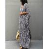 imageBsubseach Cheetah Plus Size Kaftan Dresses for Women Maxi Swimsuit Coverup Bathing Suit Caftans Long Cover Up Rayon SwimwearLeopard Grey