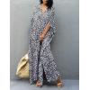 imageBsubseach Cheetah Plus Size Kaftan Dresses for Women Maxi Swimsuit Coverup Bathing Suit Caftans Long Cover Up Rayon SwimwearLeopard Grey