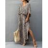 imageBsubseach Cheetah Plus Size Kaftan Dresses for Women Maxi Swimsuit Coverup Bathing Suit Caftans Long Cover Up Rayon SwimwearLeopard Grey Yellow