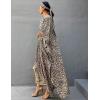 imageBsubseach Cheetah Plus Size Kaftan Dresses for Women Maxi Swimsuit Coverup Bathing Suit Caftans Long Cover Up Rayon SwimwearLeopard Grey Yellow