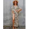 imageBsubseach Cheetah Plus Size Kaftan Dresses for Women Maxi Swimsuit Coverup Bathing Suit Caftans Long Cover Up Rayon SwimwearLeopard Print