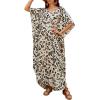 imageBsubseach Cheetah Plus Size Kaftan Dresses for Women Maxi Swimsuit Coverup Bathing Suit Caftans Long Cover Up Rayon SwimwearLeopard Print
