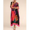 imageBsubseach Ethnic Kaftan Dresses for Women Swimsuit Cover Up Resort Wear Printed DressCblack Flower