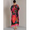 imageBsubseach Ethnic Kaftan Dresses for Women Swimsuit Cover Up Resort Wear Printed DressCblack Flower