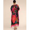 imageBsubseach Ethnic Kaftan Dresses for Women Swimsuit Cover Up Resort Wear Printed DressCblack Flower