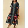 imageBsubseach Kaftan Cover Ups for Swimwear Women Plus Size Caftan Dress Beach Coverup Summer LoungewearBlack