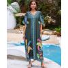 imageBsubseach Kaftan Cover Ups for Swimwear Women Plus Size Caftan Dress Beach Coverup Summer LoungewearDark Green