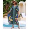 imageBsubseach Kaftan Cover Ups for Swimwear Women Plus Size Caftan Dress Beach Coverup Summer LoungewearDark Green