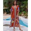 imageBsubseach Kaftan Cover Ups for Swimwear Women Plus Size Caftan Dress Beach Coverup Summer LoungewearOrange Red
