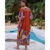 imageBsubseach Kaftan Cover Ups for Swimwear Women Plus Size Caftan Dress Beach Coverup Summer LoungewearOrange Red