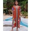 imageBsubseach Kaftan Cover Ups for Swimwear Women Plus Size Caftan Dress Beach Coverup Summer LoungewearOrange Red