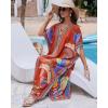 imageBsubseach Kaftan Cover Ups for Swimwear Women Plus Size Caftan Dress Beach Coverup Summer LoungewearOrange Red