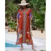 imageBsubseach Kaftan Cover Ups for Swimwear Women Plus Size Caftan Dress Beach Coverup Summer LoungewearOrange Red