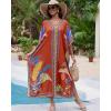 imageBsubseach Kaftan Cover Ups for Swimwear Women Plus Size Caftan Dress Beach Coverup Summer LoungewearOrange Red