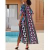 imageBsubseach Kaftan Dresses For Women Petite Plus Size Caftan Swim Cover Up For Women Maxi Beach DressGeometric Lines