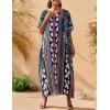 imageBsubseach Kaftan Dresses For Women Petite Plus Size Caftan Swim Cover Up For Women Maxi Beach DressGeometric Lines