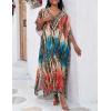 imageBsubseach Kaftan Dresses For Women Petite Plus Size Caftan Swim Cover Up For Women Maxi Beach DressRed Coffee
