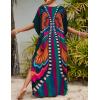 imageBsubseach Kaftan Dresses for Women Butterfly Print Plus Size Batwing Sleeve Caftans Long Bathing Suit Cover UpButterfly