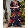 imageBsubseach Kaftan Dresses for Women Butterfly Print Plus Size Batwing Sleeve Caftans Long Bathing Suit Cover UpButterfly
