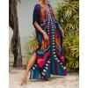 imageBsubseach Kaftan Dresses for Women Butterfly Print Plus Size Batwing Sleeve Caftans Long Bathing Suit Cover UpButterfly
