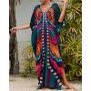 imageBsubseach Kaftan Dresses for Women Butterfly Print Plus Size Batwing Sleeve Caftans Long Bathing Suit Cover UpButterfly