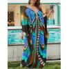 imageBsubseach Kaftan Dresses for Women Butterfly Print Plus Size Batwing Sleeve Caftans Long Bathing Suit Cover UpColorful Butterfly