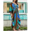 imageBsubseach Kaftan Dresses for Women Butterfly Print Plus Size Batwing Sleeve Caftans Long Bathing Suit Cover UpColorful Butterfly