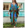 imageBsubseach Kaftan Dresses for Women Butterfly Print Plus Size Batwing Sleeve Caftans Long Bathing Suit Cover UpColorful Butterfly