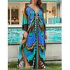 imageBsubseach Kaftan Dresses for Women Butterfly Print Plus Size Batwing Sleeve Caftans Long Bathing Suit Cover UpColorful Butterfly